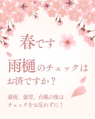 春です🌸雨樋のチェックはお済ですか？
