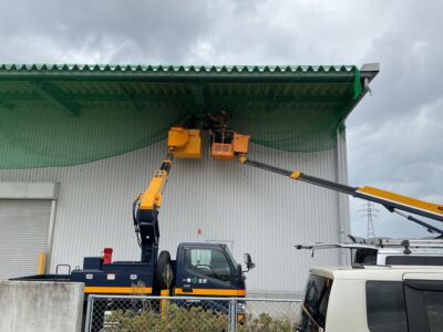 防鳥ネット取付け／施工中